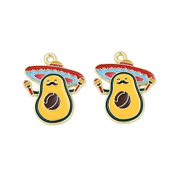 Avocado Подвески из сплава с эмалью на тему Синко де Майо, золотые, авокадо, 24x20x1 мм, отверстие : 1.8 мм