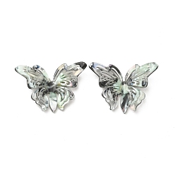 Aquamarine Cellulose Acetate(Resin) Cabochons, Butterfly, Aquamarine, 24x32x6mm