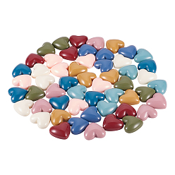 Gemischte Farbe Harz Cabochons, Herz, Gemischte Farbe, 17x18x7 mm, 36 Stück / Karton