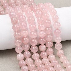 Розовый Кварц Природного розового кварца нитей бисера, гладкий круглый, 10~11 мм, отверстие : 0.8 мм, около 40~41 шт / нитка, 15.16''~15.55'' (38.5~39.5 см)