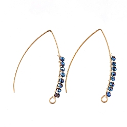 Marine Blue Dangle Earrings, with Faceted Rondelle Glass Beads, 304 Stainless Steel Earring Hooks and Copper Wire, Marine Blue, 41.6x27.6x2.9mm, Hole: 2.5mm, Pin: 0.7mm