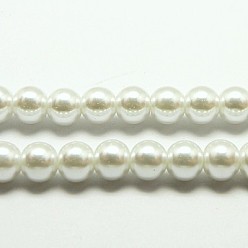 White Fashion Glass Pearl Beaded Necklaces, with Brass Lobster Claw Clasps, White, 17.3 inch