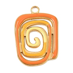 Real 18K Gold Plated 304 Stainless Steel Enamel Pendants, Vortex Charms, Real 18K Gold Plated, 28.5x20x2mm, Hole: 2.5mm