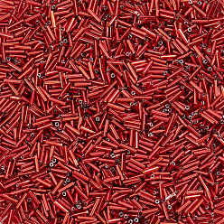Indian Red 3000Pcs Glass Bugle Beads, Silver Lined, Indian Red, 6~8x1.8mm, Hole: 0.6mm