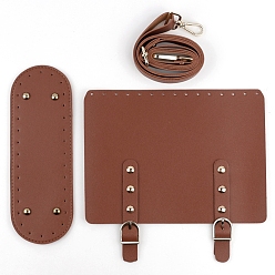 Saddle Brown PU Leather Bag Bottom and Handles, for Women Bags Handmade DIY Accessories, Saddle Brown, 3pcs