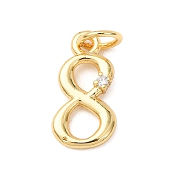 Настоящее золото 18K Латунные микро проложить кубического циркония подвески, числовые прелести, без кадмия и без свинца, стойки покрытие, долговечный, с целью перехода в кольце, реальный 18 k позолоченный, 14x7x2 мм, отверстие : 3.4 мм