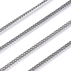Gunmetal Brass Curb Chains, Twisted Chains, Soldered, with Spool, Gunmetal, 2x1.2x0.3mm, about 82.02 Feet(25m)/roll