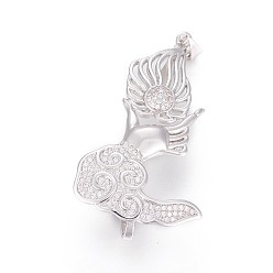 Платина Латунные микро проложить кубического циркония подвески, ладонь, прозрачные, платина, 49.5x26.5x9 мм, отверстие : 3x4 мм