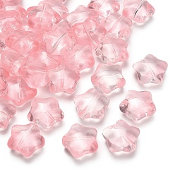 Pink Прозрачные стеклянные бусины, звезда, розовые, 15~17x16~17.5x8 мм, отверстие : 1.2 мм, 400 шт / 1000 г