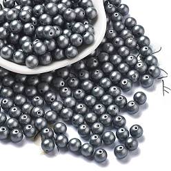 Серый Выпечка краска стеклянные бусины, круглые, серые, 6 мм, отверстие : 0.8 мм, около 1800шт/1фунт