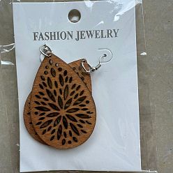 Teardrop Серьги-подвески из сплава дерева, платина, слеза, 60 мм