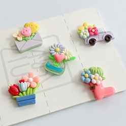 (52) Непрозрачная лаванда Кабошон из непрозрачной смолы, цветок, разноцветные, 20~24.5x20~27.5x6.5~8 мм