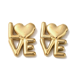 Золотой Ионное покрытие (ip) 304 шарики из нержавеющей стали, Слово любовь, золотые, 16x12x3 мм, отверстие : 1.2 мм