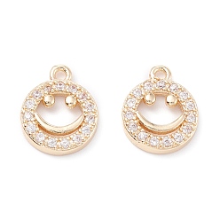 Light Gold Латунь с микропокрытием, долговечный, плоские круглые с улыбающееся лицо, золотой свет, 12.5x10x2 мм, отверстие : 1.2 мм