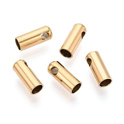 Настоящее золото 18K 304 концы из нержавеющей стали шнур, колонка, ионное покрытие (ip), долговечный, реальный 18 k позолоченный, 7.5x3 мм, отверстие : 1.5~1.6 мм, внутренний диаметр: 2.3 мм