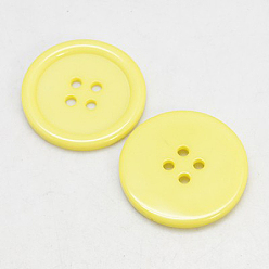 Yellow Resin Buttons, Dyed, Flat Round, Yellow, 34x4mm, Hole: 3mm, 98pcs/bag