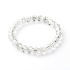 Clear Handmade Silver Foil Glass Beaded Stretch Bracelets, Clear, Inner Diameter: 2-1/2 inch(6.2cm)