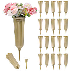 Dark Khaki Plastic Cemetery Vase with Stake, Flower Holder for Outdoor Garden Cemetery, Dark Khaki, 250x75.5mm