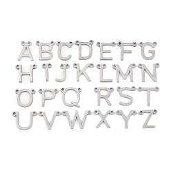 Нержавеющая Сталь Цвет 26 шт. 304 наборы подвесок из нержавеющей стали, Письмо ~ Z, цвет нержавеющей стали, 7~7.5x4~11x1 мм, отверстие : 0.9 мм
