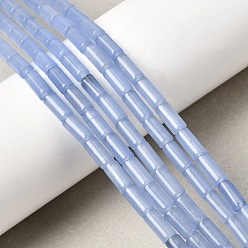 Васильковый Бусины из натурального белого нефрита, колонка, окрашенные, васильковый, 8~8.5x4 мм, отверстие : 0.8 мм, около 46~47 шт / нитка, 15.35''~15.55'' (39~39.5 см)