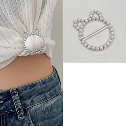 Платина Пластиковое кольцо с пряжкой для шарфа с жемчугом, держатель застежки из сплава для женщин и девочек, платина, 30 мм