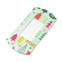 Pale Turquoise Paper Pillow Boxes, Gift Candy Packing Box, with Clear Window, Tree Pattern, Pale Turquoise, 18.1x9.3x3cm