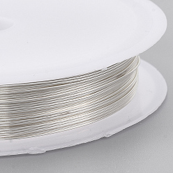 Silver Round Copper Jewelry Wire, Long-Lasting Plated, Silver Color Plated, 24 Gauge, 0.5mm, about 20.34 Feet(6.2m)/roll