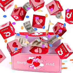 Темно-Розовый Картонная коробка-сюрприз своими руками на день рождения, креативные наборы коробок-отскакивателей, темно-розовыми, отражатель: 14.6x7.5x0.15см