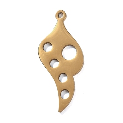 Golden 304 Stainless Steel Chandelier Component Links, Leaf Charms, Manual Polishing, Ion Plating(IP), Long-Lasting Plated, Golden, 28x13x1.4mm, Hole: 1.6mm