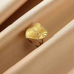 Золотой 304 открытые манжеты из нержавеющей стали, сердце, золотые, 23 мм, внутренний диаметр: 18 мм