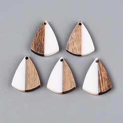 Белый Подвески из смолы и ореха, слеза, белые, 25.1x18.9x3.4 мм, отверстие : 1.6 мм