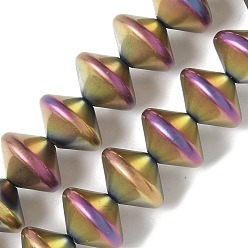 Светло-хаки Стеклянные бусины с гальваническим покрытием , бусины в форме летающей тарелки, светлый хаки, 14x10~10.5 мм, отверстие : 1.2~1.4 мм, около 60 шт / нитка, 23.78'' (60.4 см)