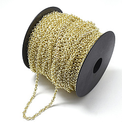 Light Gold Aluminium Rolo Chains, Belcher Chain, with Spool, Unwelded, Light Gold, 4x1mm, about 164.04 Feet(50m)/roll