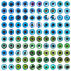 (52) Непрозрачная лаванда 1 набор стеклянных кабошонов, полукруглый с рисунком от сглаза, разноцветные, 12x3 мм, 100 шт