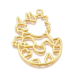 Золотой Подвесные подвески из сплава, для diy уф смолы, эпоксидная смола, Прессованные цветочные украшения, динозавр, золотые, 46.5x37x2 мм, отверстие : 3 мм