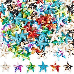 (52) Непрозрачная лаванда 120шт. 6 цвета синтетические бусины, окрашенные в бирюзовый цвет, эффект впрыска топлива, морская звезда, разноцветные, 13.5~15.5x13.5~15x5~5.5 мм, отверстие : 1~1.5 мм, 20 шт / стиль