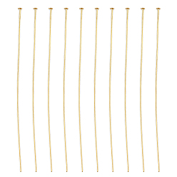 Настоящее золото 18K 150шт. шт. латунные штифты с плоской головкой, долговечный, реальный 18 k позолоченный, 24 датчик, 51x0.5 мм