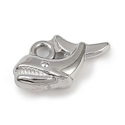 Нержавеющая Сталь Цвет 304 прелести нержавеющей стали, очарование акулы, цвет нержавеющей стали, 10x13.5x4.5 мм, отверстие : 1.8 мм