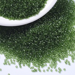 (DB1107) Transparent Olive MIYUKI Delica Beads, Cylinder, Japanese Seed Beads, 11/0, (DB1107) Transparent Olive, 1.3x1.6mm, Hole: 0.8mm, about 2000pcs/bottle, 10g/bottle