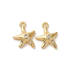 Звезда Латунные микро проложить кубического циркония прелести, без кадмия, без никеля и без свинца, реальный 18 k позолоченный, звезда, 13x10.5x3 мм, отверстие : 1.4 мм