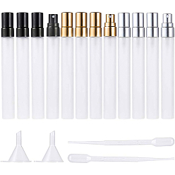 Mixed Color Glass Spray Bottle, with Frosted Style, Alumite Cap, Mixed Color, 11.5cm, 12pcs/set
