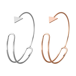 Платиновый & Розовый Золотой 2шт. 2 браслеты-манжеты из сплава разных цветов для женщин, наконечник, платина и розовое золото, внутренний диаметр: 2-1/4x2-1/4 дюйм (5.8x5.6 см), 1 шт / цвет