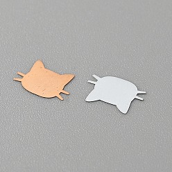 Cat Shape Латунные кабошоны, аксессуары для украшения ногтей для женщин, платина, Узор кошки, 5x6.5x0.1 мм, 1000 шт / пакет