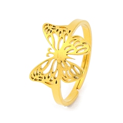Бабочка Животное 201 регулируемые кольца из нержавеющей стали для женщин, золотые, бабочка, 13 мм, внутренний диаметр: 18 мм