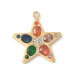 Разноцветный 304 из нержавеющей стали горный хрусталь подвески, звезды прелести, ионное покрытие (ip), реальный 18 k позолоченный, красочный, 22.5x20.5x3 мм, отверстие : 1.4 мм