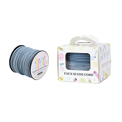 Светлый Стально-синий Шнуры из искусственной замши, искусственная замшевая кружева, бумажная коробка упаковка, светло-стальной синий, 3.0x1.4 мм, о 98.43yards / рулон (90 м / рулон)