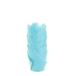Zyan Cupcake-Backförmchen aus Tulpenpapier, fettdichte Muffinförmchen, Halter, Backpapier, Zyan, 50x80 mm