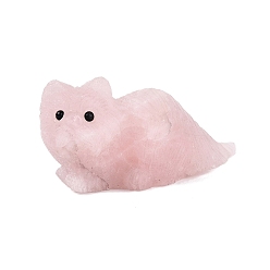 Quartz Rose Figurine de chat sculptée en quartz rose naturel, décoration pour bureau à domicile, 27~31x51~56x24~31mm