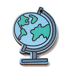 Другие Подвески из дерева с цветной печатью, канцтовары, земля, 34x25x2.5 мм, отверстие : 1.5 мм