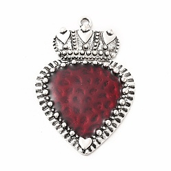 (123L) Белый крем непрозрачный блеск Эмали сплава большие кулоны, античное серебро, шарма сердца, огнеупорный кирпич, 64x42.5x2.5 мм, отверстие : 3 мм